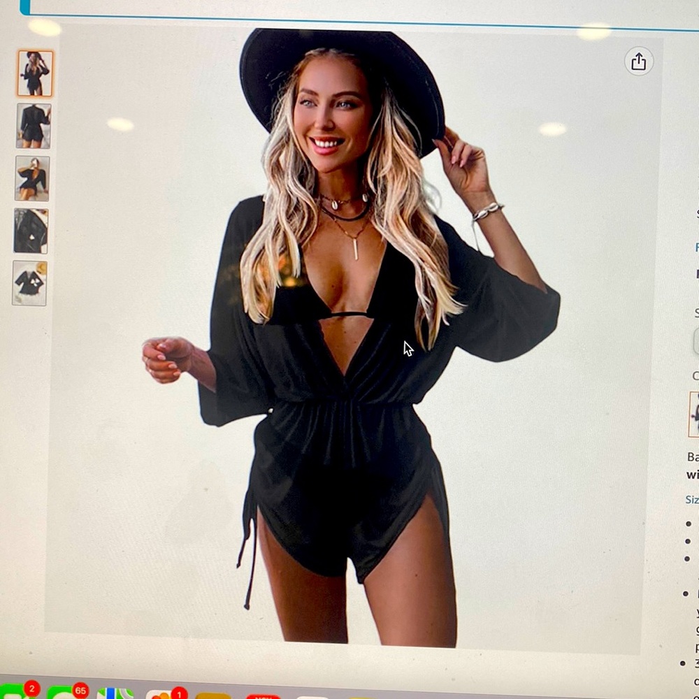 Brand new 3 pc cover-up swimsuit tie holder bikini set. Black